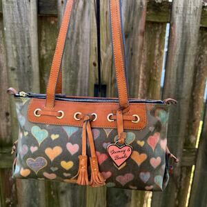 Dooney & Bourke Pebble Leather Hearts with Tassles & Charm Tote